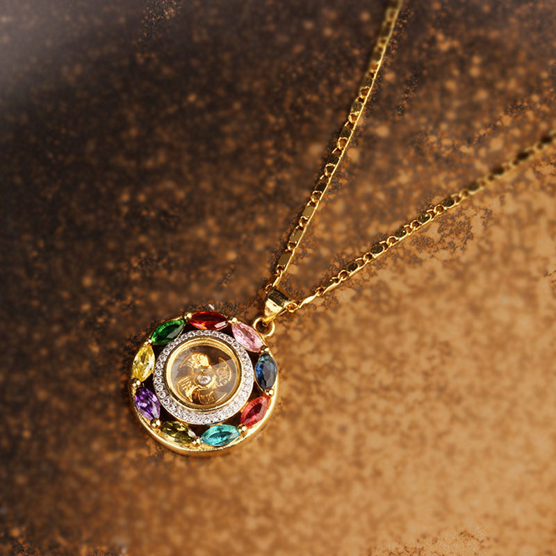 KarmaRipple's Colorful Zircon Bronze Wealth Fortune Rotation Bracelet Pendant Necklace p6