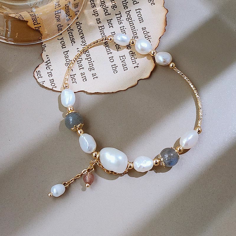 KarmaRipple's Pearl Moonstone Strawberry Quartz Bead Optimism Bracelet p6