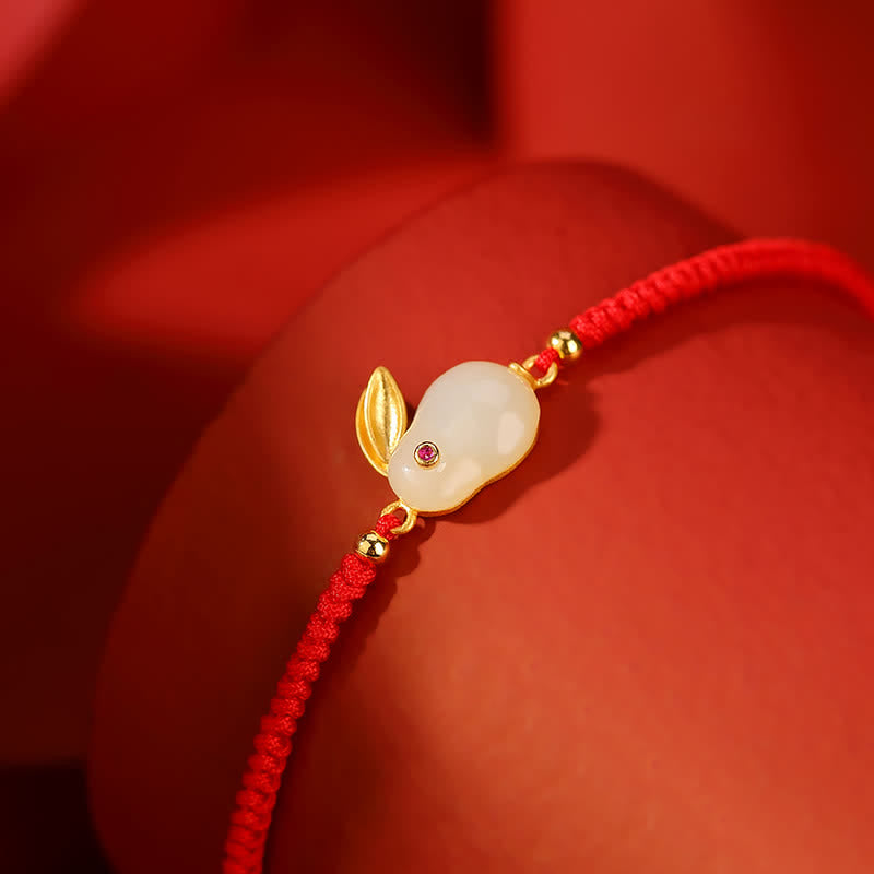 KarmaRipple's 925 Sterling Silver Year of the Rabbit Hetian Ivory Jade Fortune Red String Protection Bracelet p4