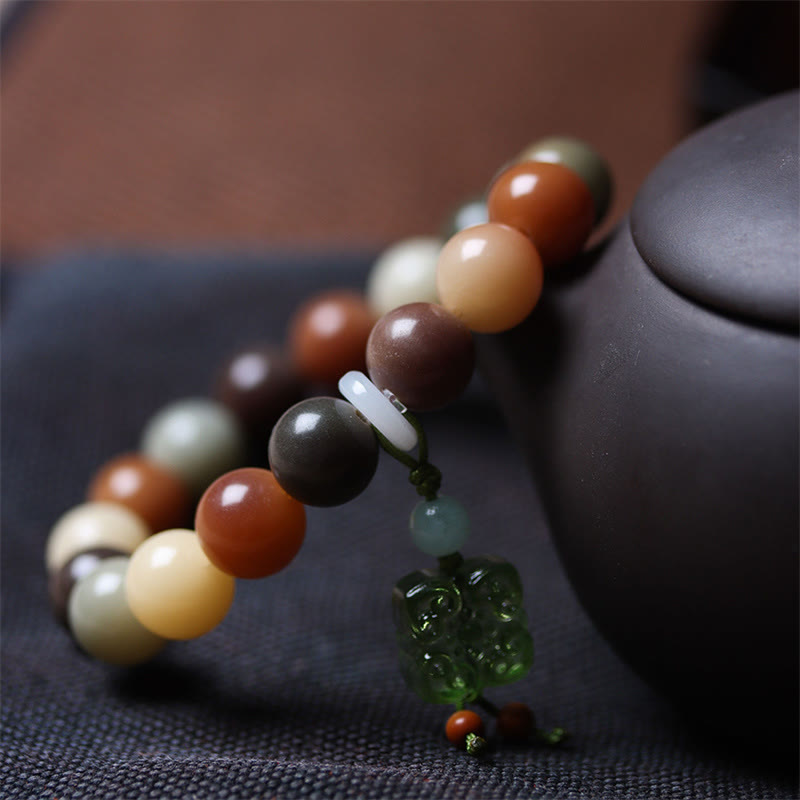 KarmaRipple's Authentic Multicolored Gradient Bodhi Seed Liuli Glass Talisman Peace Bracelet p12