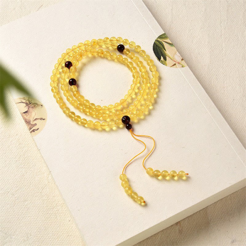 KarmaRipple's 108 Mala Beadwork Authentic Amber Clear Anxiety Bracelet p1