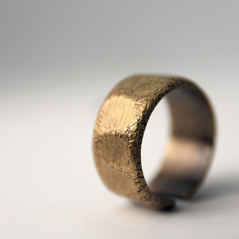 KarmaRipple's Tibetan Simple Design Bronze Brass Frosted Wealth Ring p14