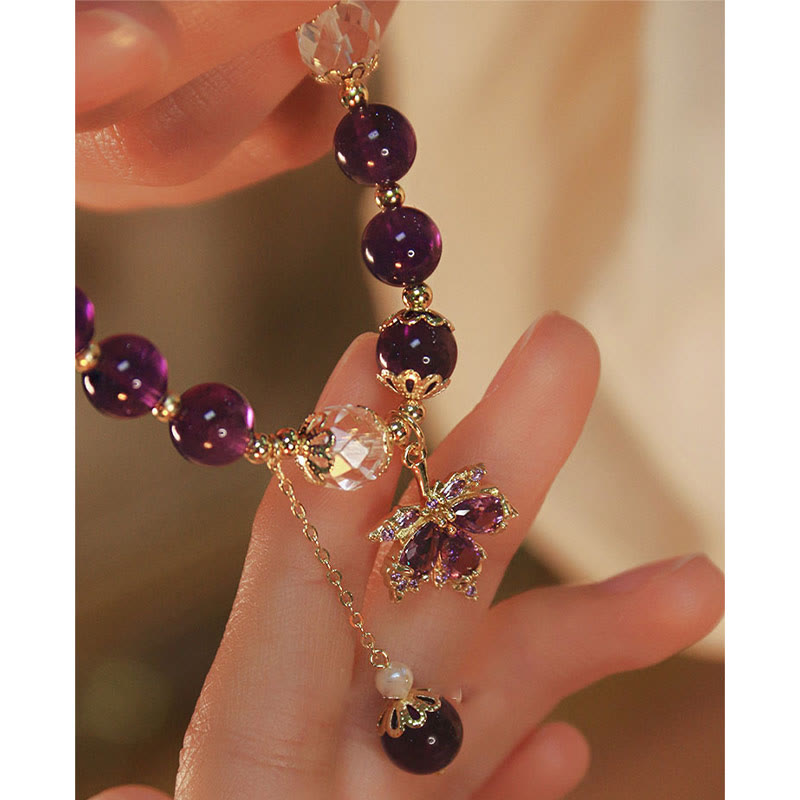 KarmaRipple's 14k Gold Plated Authentic Amethyst Balancing Maple Leaf Talisman Bracelet p9