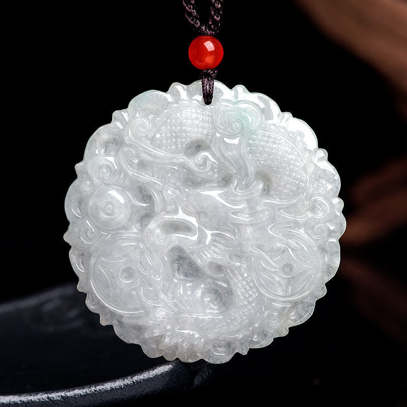 KarmaRipple's Ivory Jade Dragon Protection Pendant String Necklace p6