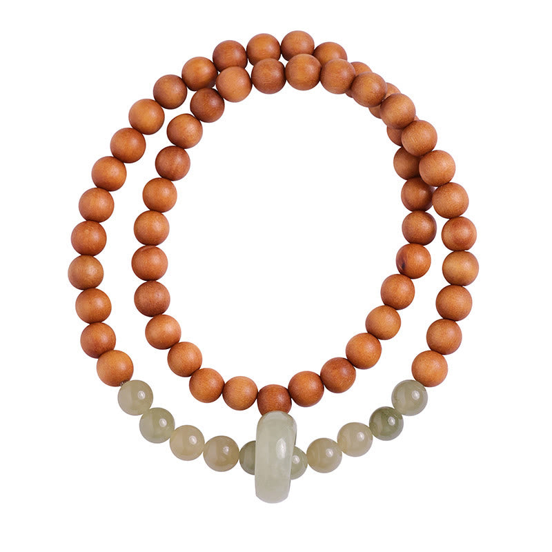 KarmaRipple's Sandalwood Hetian Jade Protection Double Wrap Bracelet p10