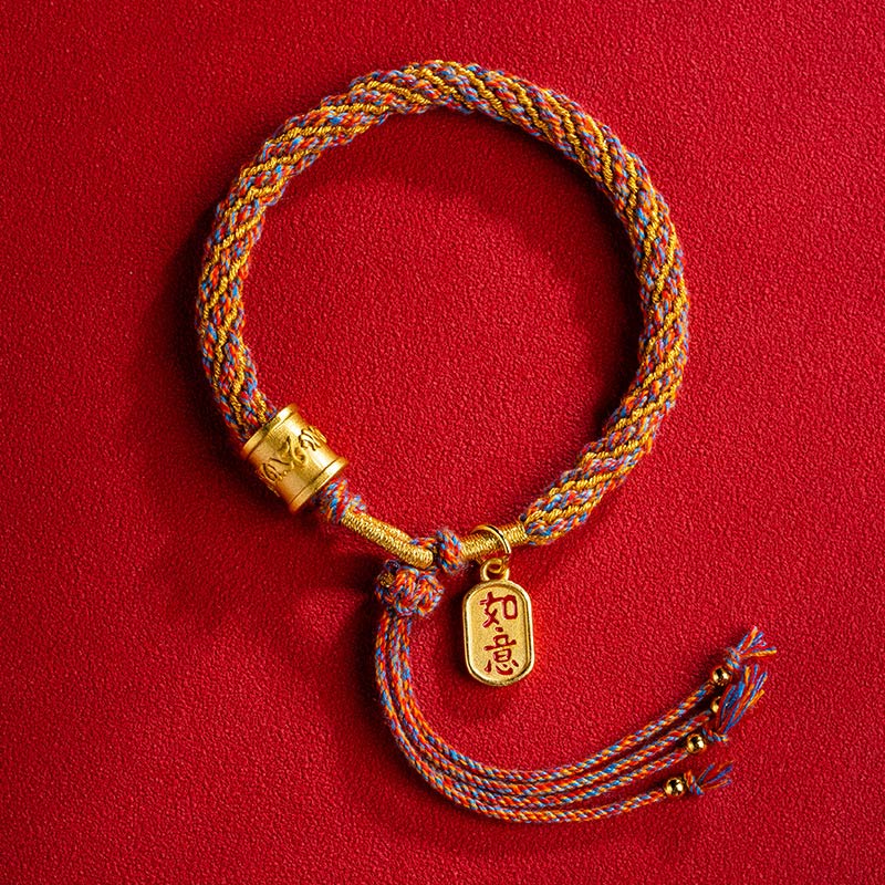 KarmaRipple's Handmade Multicolored Tibetan Om Mani Padme Hum Ruyi Auspicious Talisman Woven Bracelet p9