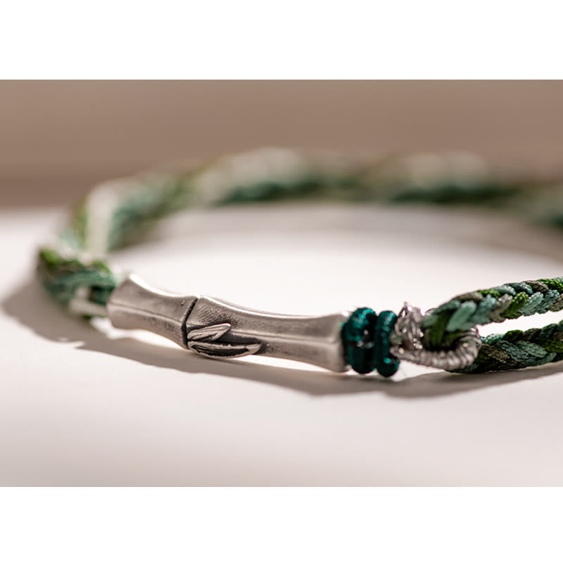 KarmaRipple's 925 Sterling Silver Bamboo Reincarnation Weave Fortune Protection String Bracelet p9