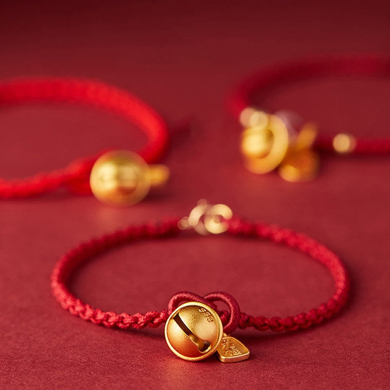KarmaRipple's Handmade Fu Character Talisman Fortune Happiness Bell Red Rope Bracelet p11