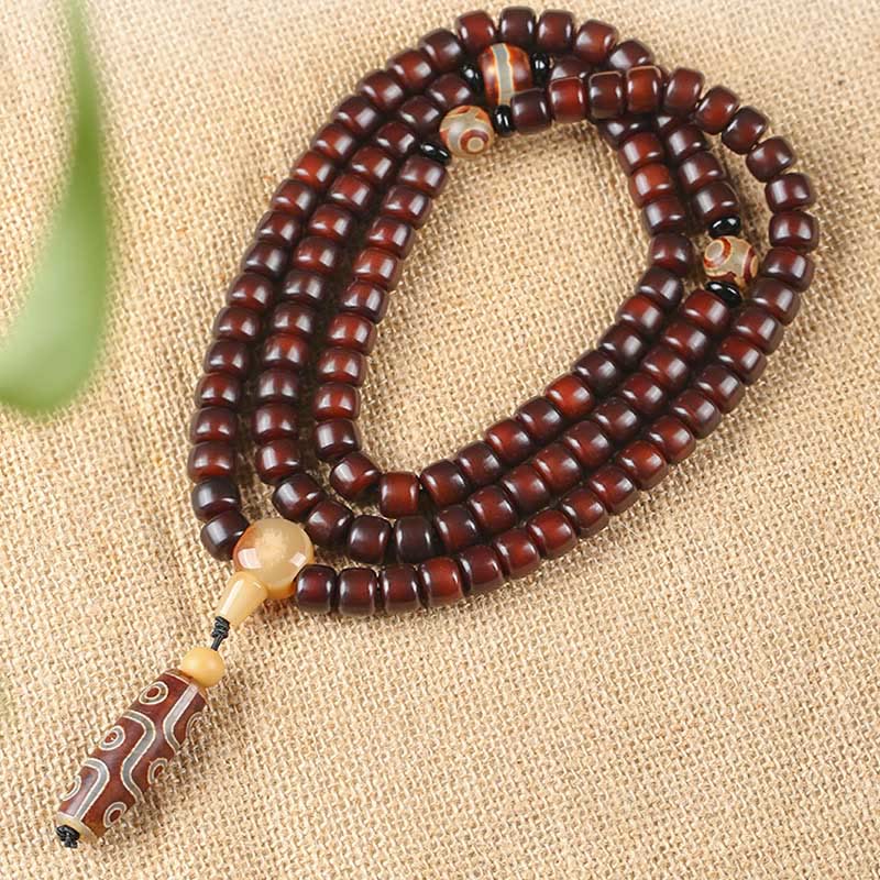 KarmaRipple's 108 Mala Beadwork Three-eyed Dzi Bead Nine-eye Dzi Bead Jade Fortune Bracelet p3