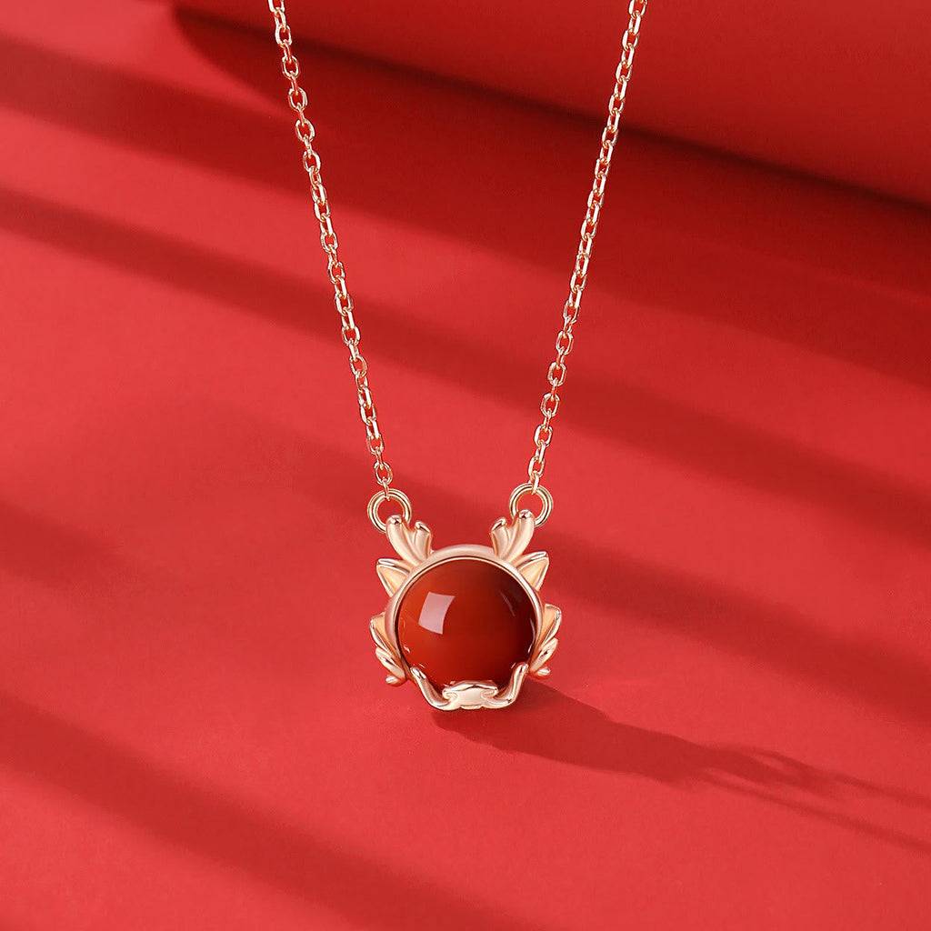 KarmaRipple's ???A Flash Sale- 925 Sterling Silver Year of the Dragon Cinnabar Red Agate Dragon Protection Bracelet Pendant Necklace Earrings Ring p24