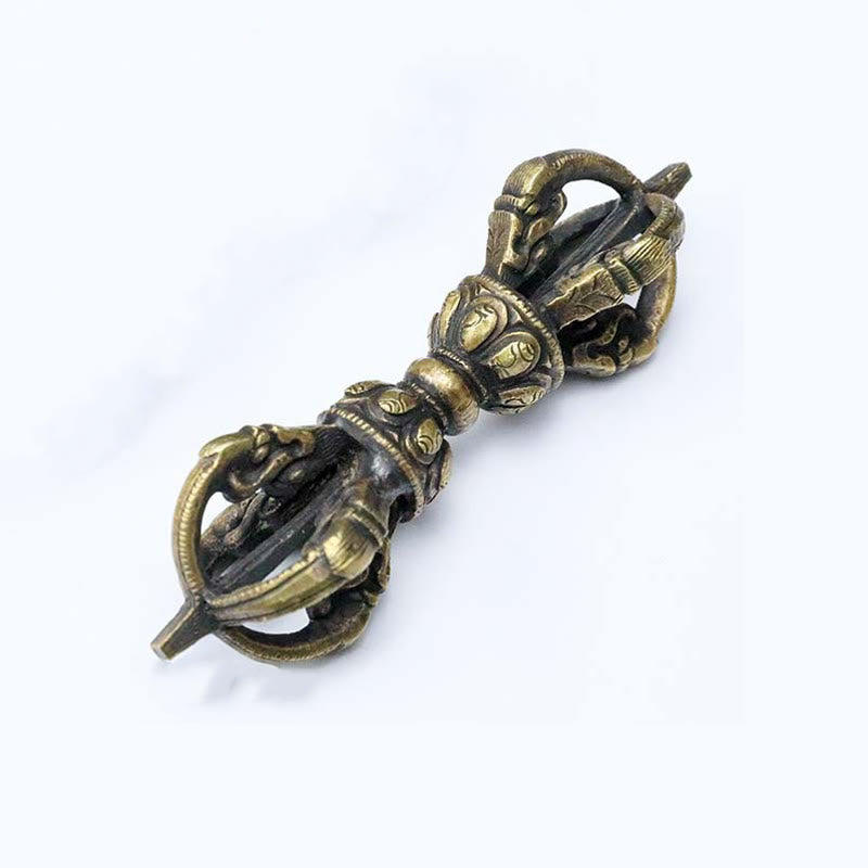 KarmaRipple's Handmade Nepal Five Prong Three Prong Vajra Dorje Strength Bronze Decoration p23