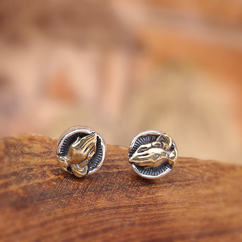KarmaRipple's 925 Sterling Silver Namaste Equality Stud Earrings p4