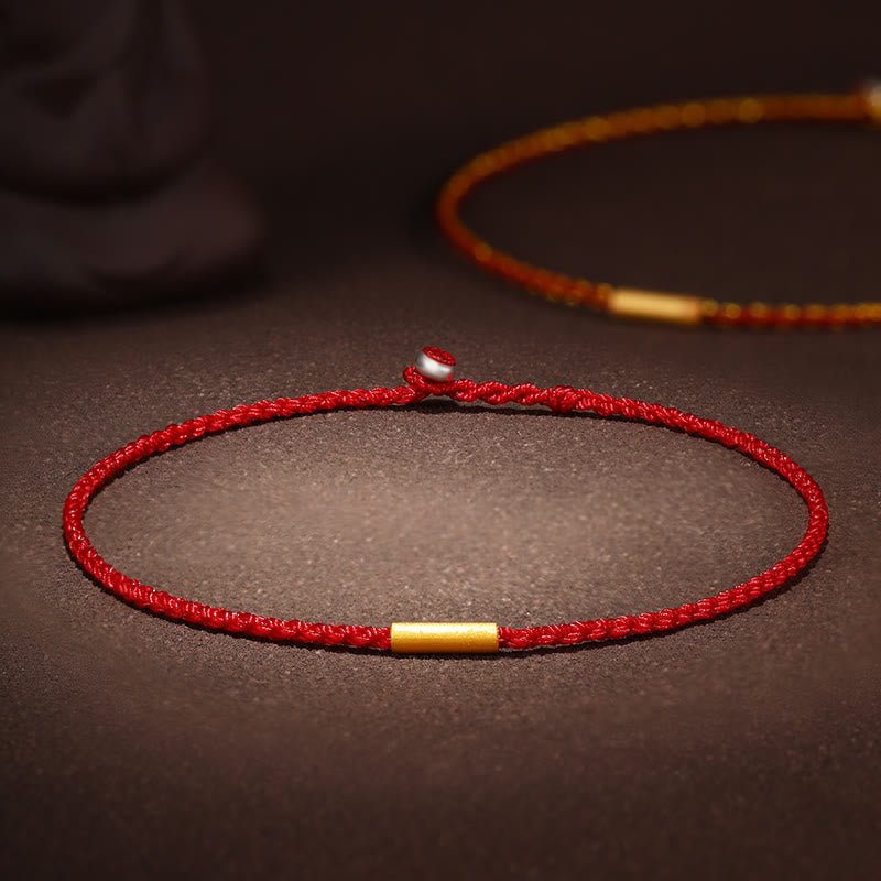 KarmaRipple's 999 Gold Bead Handmade Four Thread Wishful Knots Woven Protection Bracelet p44