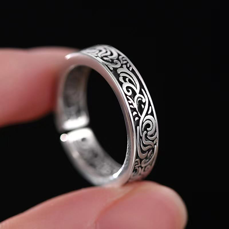 KarmaRipple's Tang Dynasty Flower Design Bronze Fortune Adjustable Ring p3
