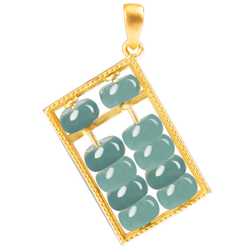 KarmaRipple's 925 Sterling Silver Authentic Jade Abacus Pattern Abundance Pendant Necklace p9