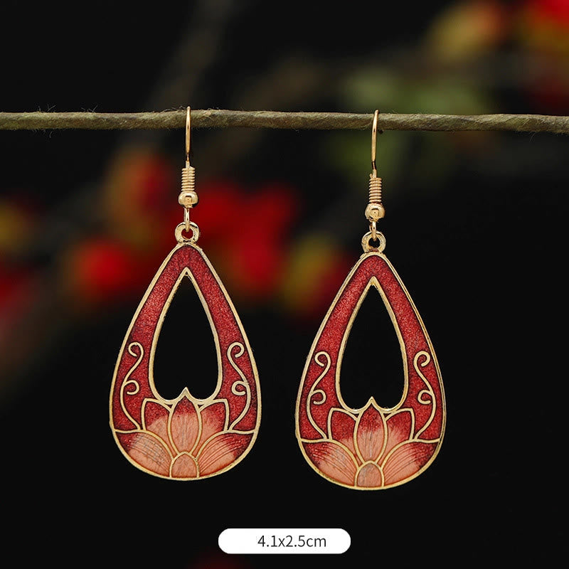 KarmaRipple's Lotus Butterfly Flower Alloy Bronze Enlightenment Drop Earrings p2