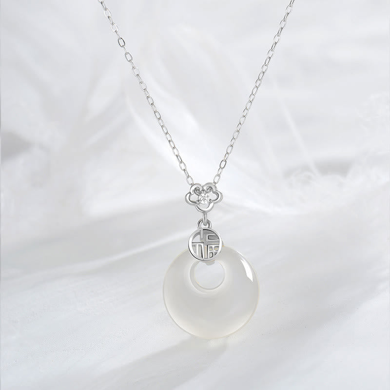 KarmaRipple's 925 Sterling Silver Ivory Agate Fu Character Happiness Fortune Pendant Necklace p10