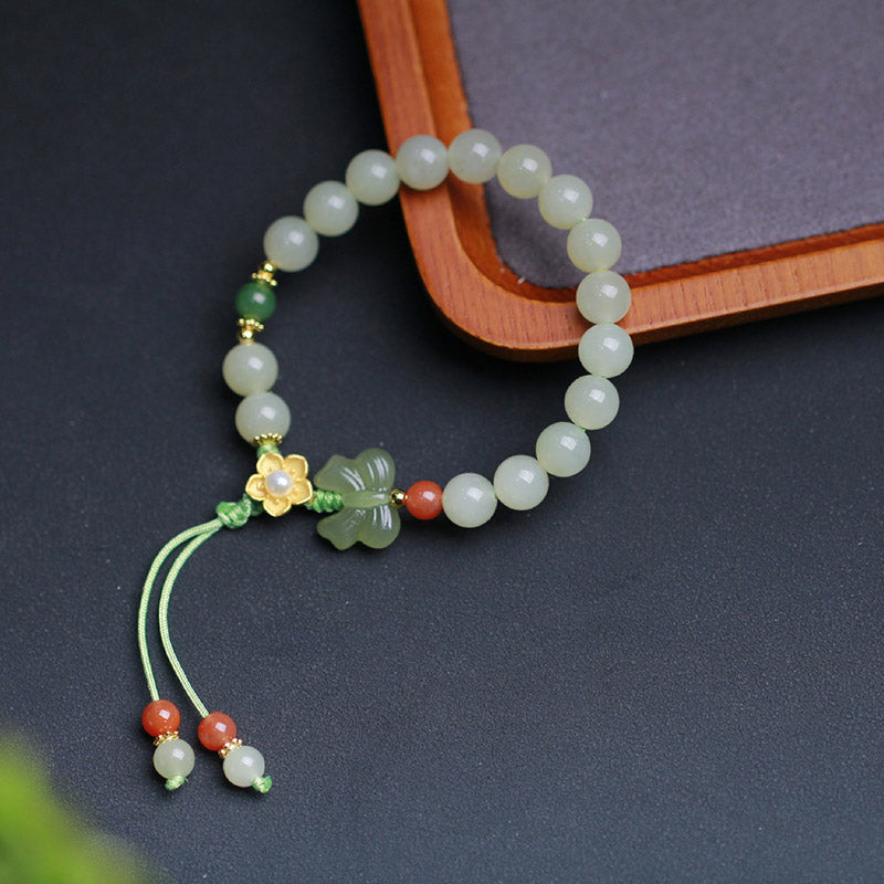 KarmaRipple's 925 Sterling Silver Jade Fortune Flower Butterfly Bracelet p11