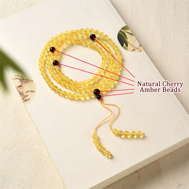 KarmaRipple's 108 Mala Beadwork Authentic Amber Clear Anxiety Bracelet p7