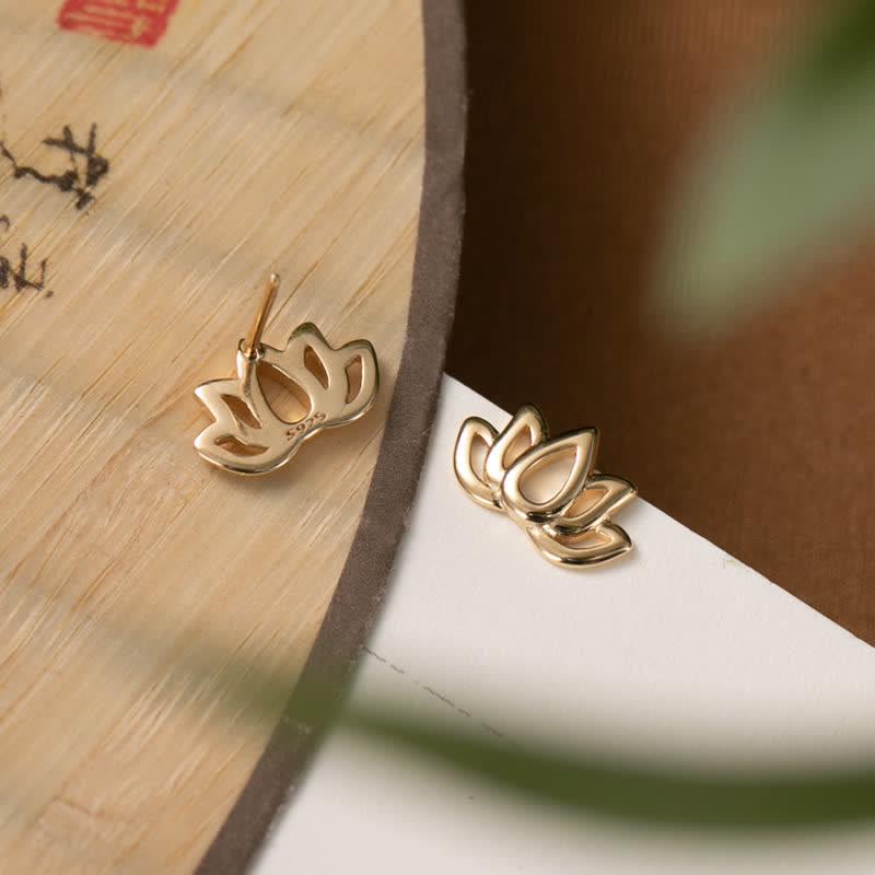 KarmaRipple's 925 Sterling Silver Lotus Flower Blessing Earrings p5