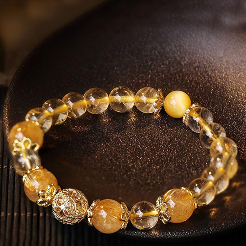 KarmaRipple's Authentic Citrine Amethyst Rutilated Quartz Prosperity Protection Bracelet p4