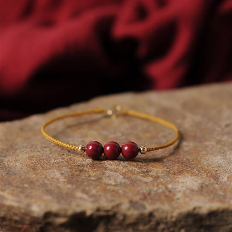 KarmaRipple's 14K Gold Plated Authentic Cinnabar Blessing String Woven Bracelet p13