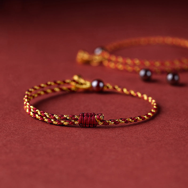 KarmaRipple's Handcrafted Red Gold Rope Lotus Peace And Joy Talisman Braid Bracelet p10