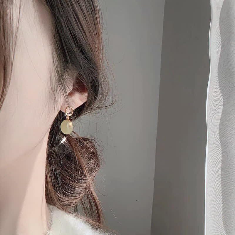 KarmaRipple's Round Jade Peace Buckle Fortune Drop Earrings p5