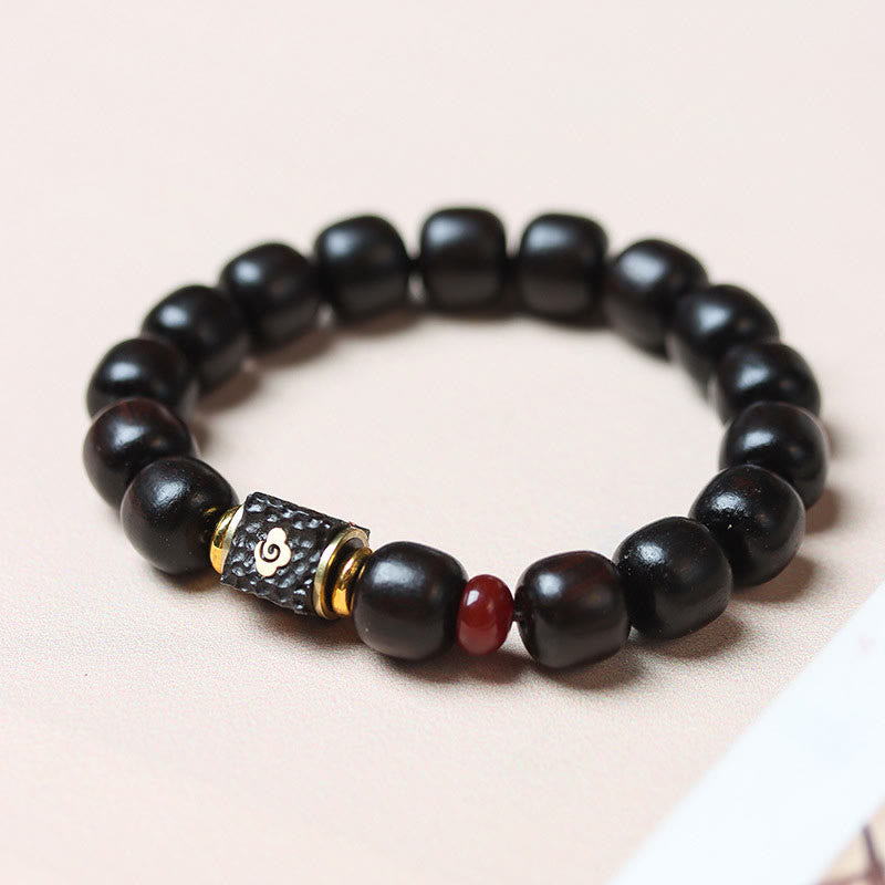 KarmaRipple's Ebony Wood Auspicious Clouds Engraved Calm Bracelet p1