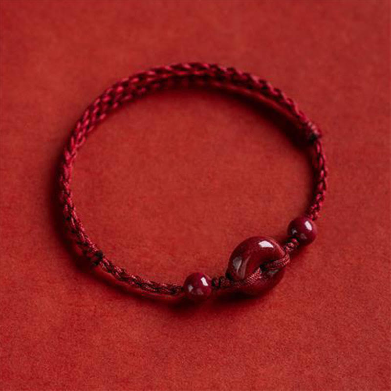 KarmaRipple's Handmade Cinnabar Peace Buckle Safe and Healthy Talisman Blessing String Bracelet Anklet p31