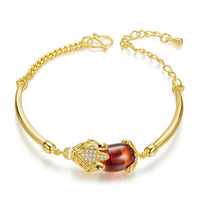 KarmaRipple's FengShui Golden Red Agate PiXiu Wealth Fortune Bracelet