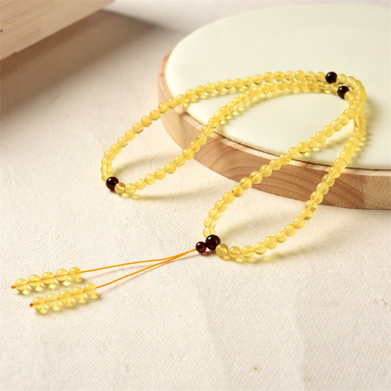 KarmaRipple's 108 Mala Beadwork Authentic Amber Clear Anxiety Bracelet p5