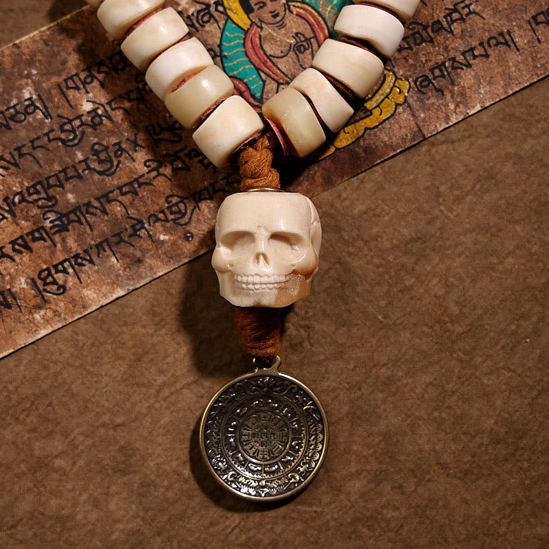 KarmaRipple's Tibetan Authentic Yak Bone The Lord Of The Corpse Forest Dice Chinese Zodiac Nine Palaces Eight Diagrams Strength Wrist Mala p2