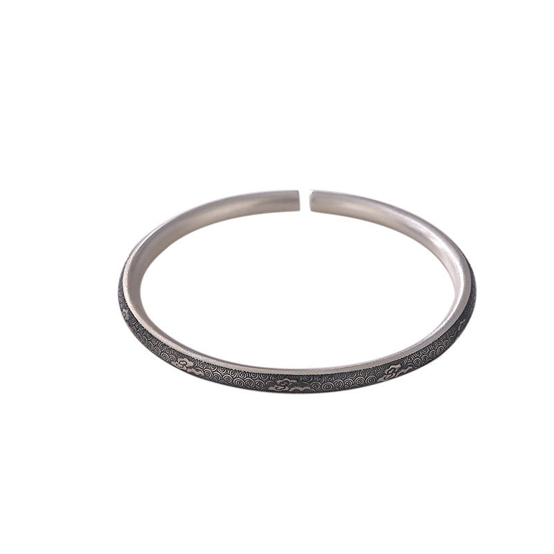 KarmaRipple's Vintage 999 Sterling Silver Auspicious Clouds Design Fortune Bracelet Bangle p8