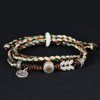 KarmaRipple's 925 Sterling Silver Swastika Wheat Pattern Handmade Fortune Bracelet