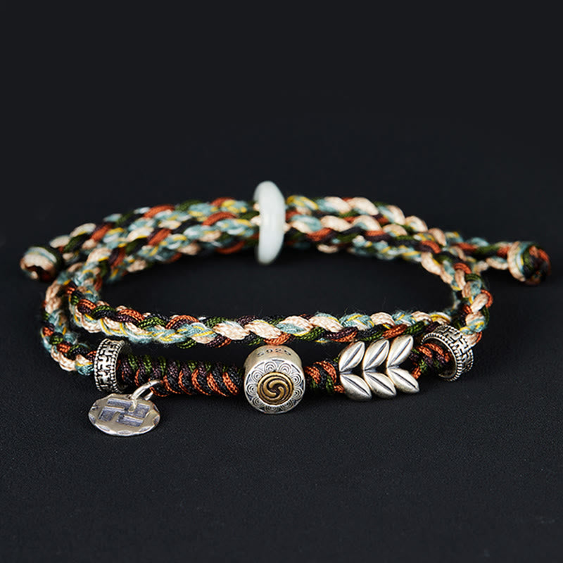 KarmaRipple's 925 Sterling Silver Swastika Wheat Pattern Handmade Fortune Bracelet p13