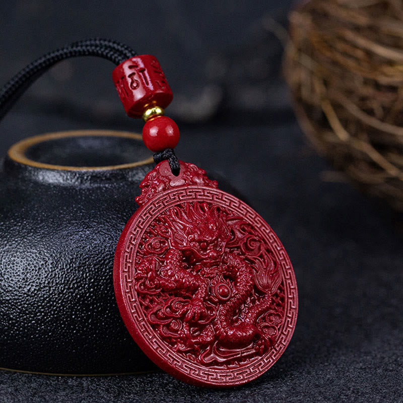 KarmaRipple's Year of the Dragon Authentic Cinnabar Dragon Protection Pendant Necklace p3