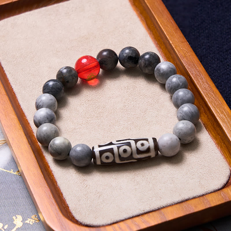 KarmaRipple's Tibetan Nine-Eye Dzi Bead Picasso Jasper Positive Bracelet p2