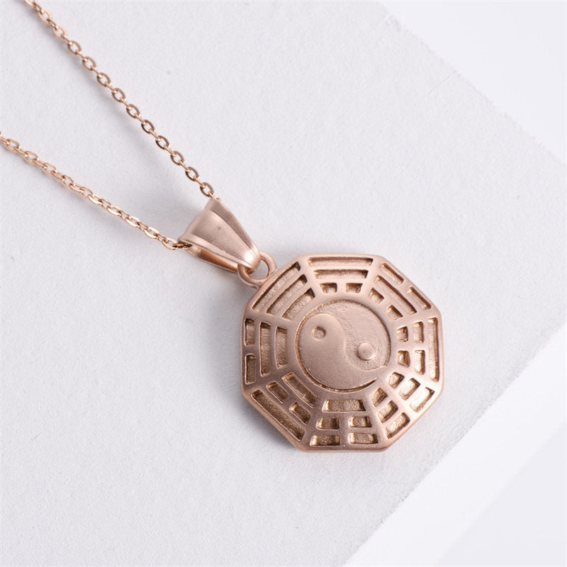 KarmaRipple's Bagua Yin Yang Titanium Steel Balance Pendant Chain Necklace p2