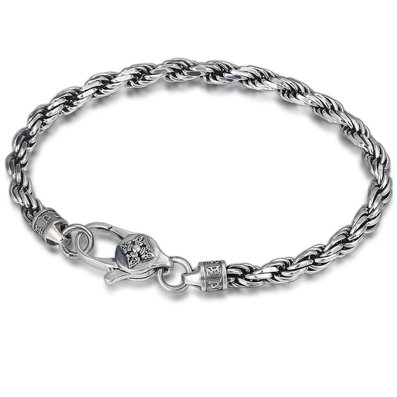 KarmaRipple's 925 Sterling Silver Tibet Om Mani Padme Hum Double Dorje Vajra Twisted Design Peace Love Bracelet p2