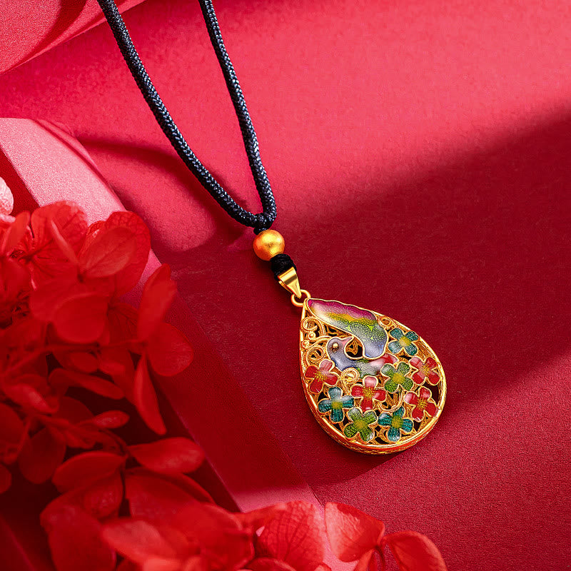 KarmaRipple's Colorful Phoenix Flower Fortune Strength Pendant Necklace p3