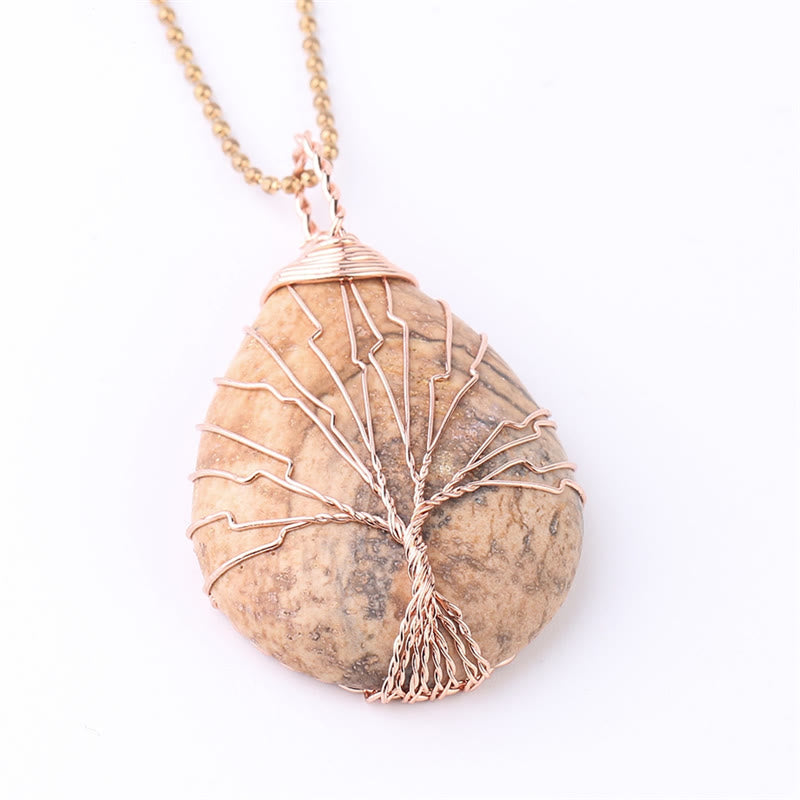 KarmaRipple's Authentic Quartz Gemstone Tree Of Life Balancing Energy Pendant Necklace p52