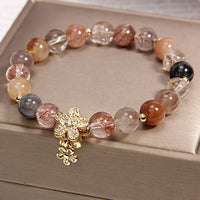 KarmaRipple's Multicolored Rutilated Quartz Citrine Wealth Protection Flower Bracelet