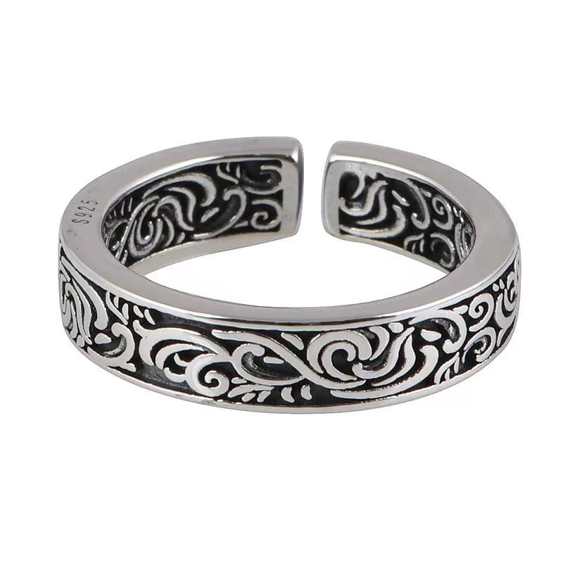 KarmaRipple's Tang Dynasty Flower Design Bronze Fortune Adjustable Ring p2