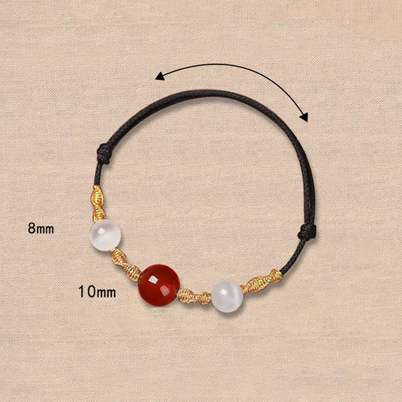 KarmaRipple's Authentic Red Agate Cat Eye Calm Woven String Bracelet Pendant Necklace p8