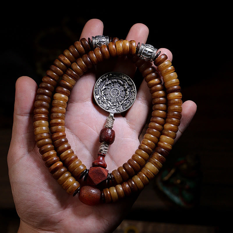 KarmaRipple's Tibetan 108 Mala Beadwork Yak Bone Dzi Bead PiXiu Nine Palaces Eight Diagrams Balance Bracelet p14