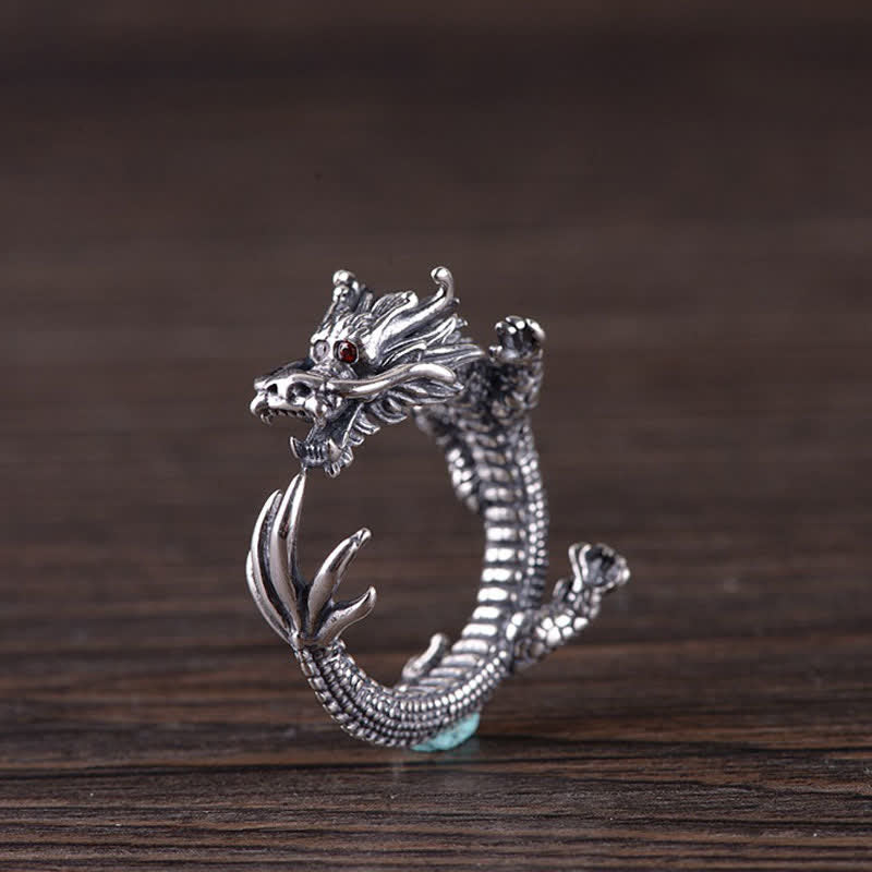KarmaRipple's 925 Sterling Silver Dragon Fortune Protection Ring p5