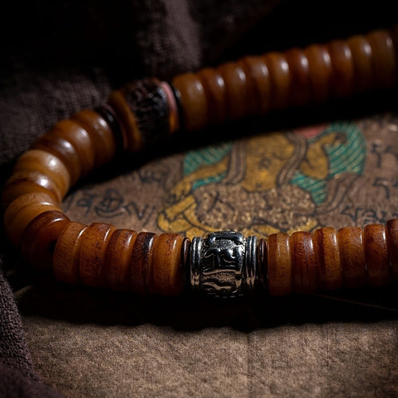 KarmaRipple's Tibetan 108 Mala Beadwork Yak Bone Dzi Bead Nine Palaces Eight Diagrams Talisman Strength Bracelet p8