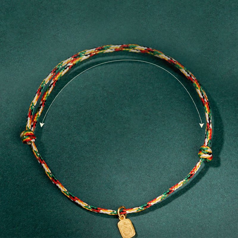 KarmaRipple's Auspicious Fu Character Peace And Joy Fortune Handmade Multicolored Child Adult Bracelet p5