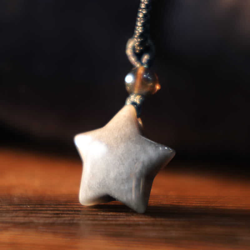 KarmaRipple's Authentic Silver Sheen Obsidian Star Crescent Moon Protection Pendant Necklace p8